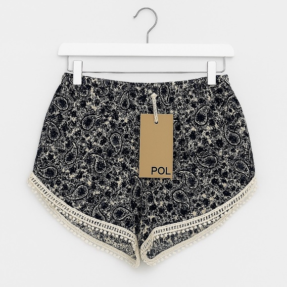 POL Women's Blue Paisley Spring Summer Trendu Shorts Size Small New - Picture 1 of 6